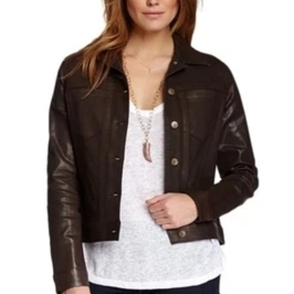 Miraclesuit Jackets & Blazers - MIRACLEBODY by Miraclesuit Women's Mahogany Coated Denim Jacket Sz S NWT $156